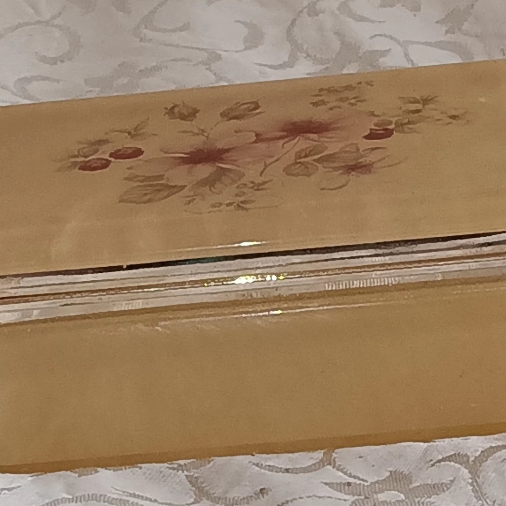 Charming Italian Alabaster Floral Keepsake Box